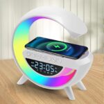 LED Wireless Charger for Phones, BT 3401 ATMOSPHERE NIGHT SPEAKER LED Table Lamp for Bedroom with Light and Alarm Included in One OFFICE/LIVING ROOM PERFECT GIFT OPTION